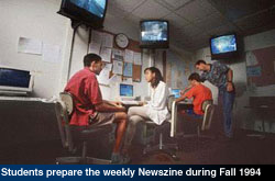 Students prepare the weekly Newszine during fall 1994